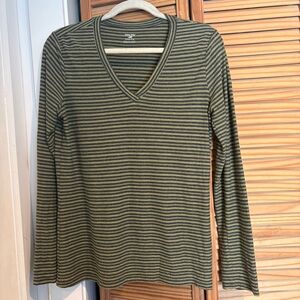 Horny Toad Womens Striped V-Neck Long Sleeve Top Toad & Co Gorpcore Outdoors